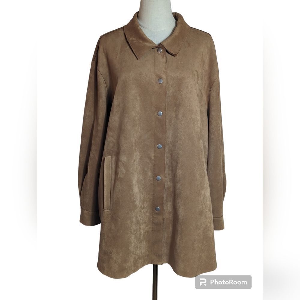 Marla Wynne Layers Faux Suede Tan Shirt Jacket